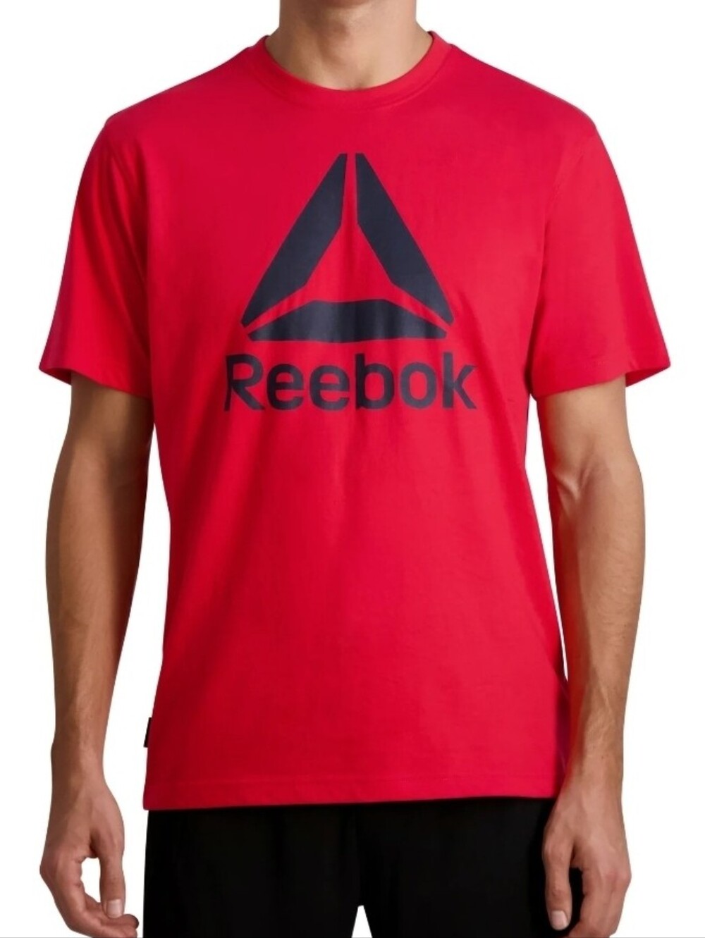 Reebok Red Short-Sleeve Crew Neck Tee with Navy Logo